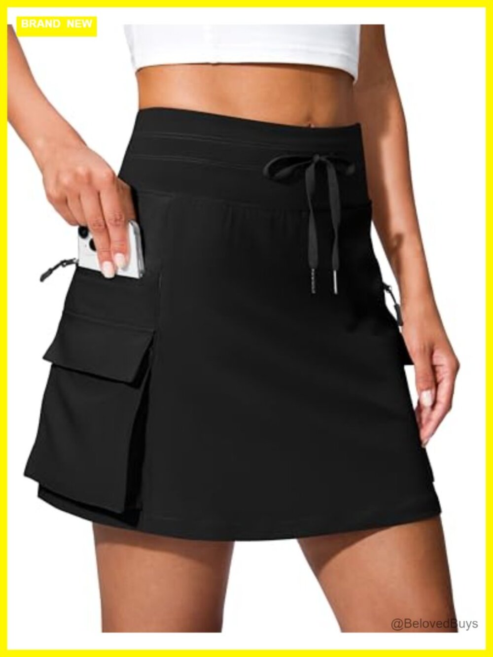 High Waisted 6 Pocket Hiking Cargo Skort With Shorts